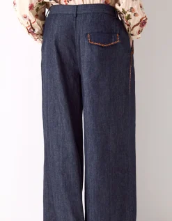 East Jayla Embroidered Denim Trousers Blue