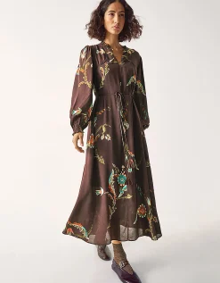 East Jeanie Botanical Print Maxi Dress Grey