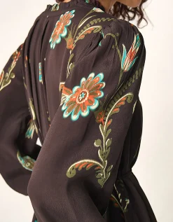 East Jeanie Botanical Print Maxi Dress Grey