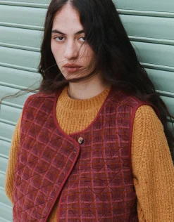 East Karina Quilted Corduroy Gilet Orange