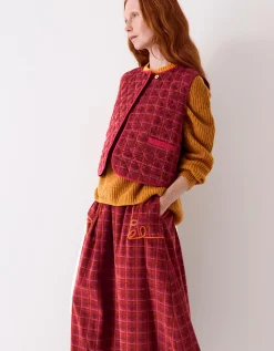 East Karina Quilted Corduroy Gilet Orange