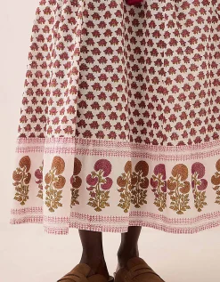 East Karmen Hand Woodblock Cotton Dress Pink