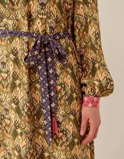 East Kiku Ikat Printed Dress Green