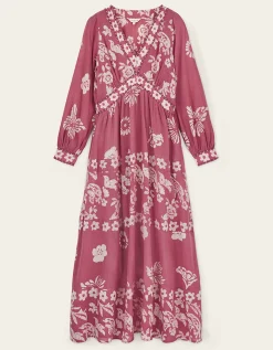 East Kris Hand-Batik Floral Maxi Dress Pink