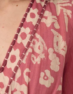 East Kris Hand-Batik Floral Maxi Dress Pink