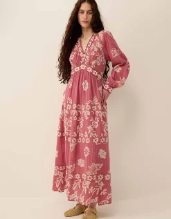 East Kris Hand-Batik Floral Maxi Dress Pink