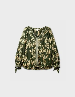 East Kris Hand Batik Top Green