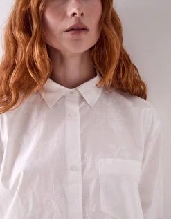 East Layla Floral Print Cotton Shirt White