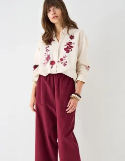 East Liya Embroidered Shirt Camel