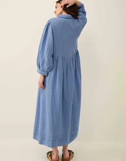 East Liza Linen Shirt Dress Blue