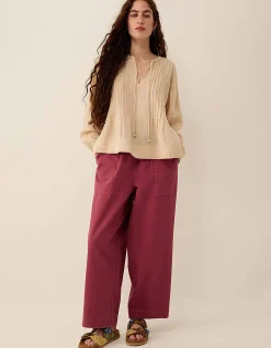 East Liza Pintuck Linen Top Camel
