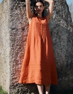 East Liza Sleeveless Linen Dress Orange