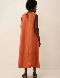 East Liza Sleeveless Linen Dress Orange