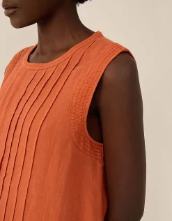 East Liza Sleeveless Linen Dress Orange