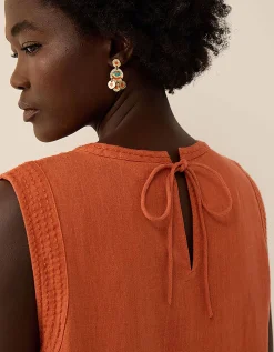 East Liza Sleeveless Linen Dress Orange