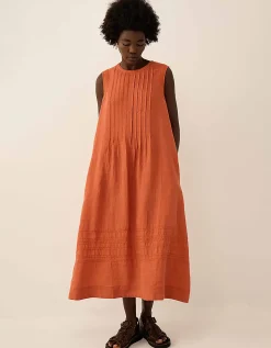 East Liza Sleeveless Linen Dress Orange