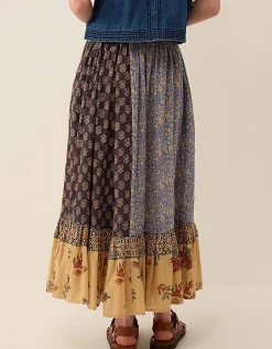 East Loran Floral Patch Print Cotton Skirt Multi