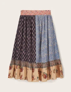 East Loran Floral Patch Print Cotton Skirt Multi