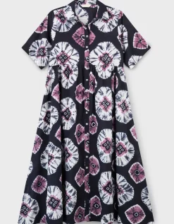 East Lucia Tie-Dye Shirt Dress Blue
