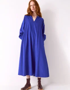 East Mahi Tie Corduroy Midi Dress Blue
