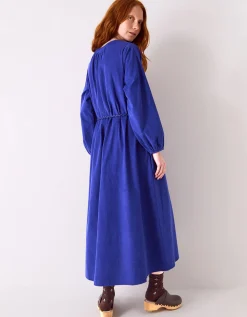 East Mahi Tie Corduroy Midi Dress Blue