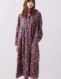 East Mariel Floral Print Cotton Midi Dress Multi