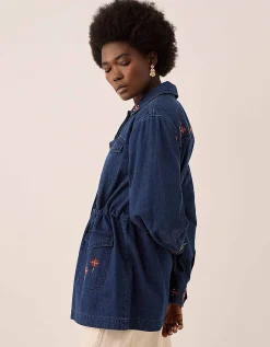 East Marion Indigo Denim Embroidered Jacket Blue