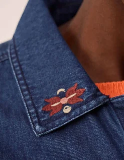 East Marion Indigo Denim Embroidered Jacket Blue