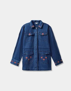 East Marion Indigo Denim Embroidered Jacket Blue
