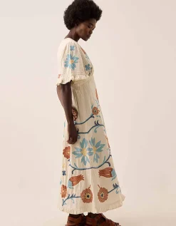 East Odeline Embroidered Dress Ivory