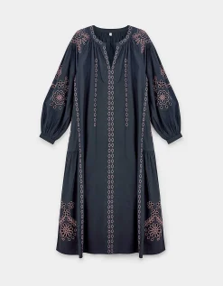 East Reni Broderie Dress Blue