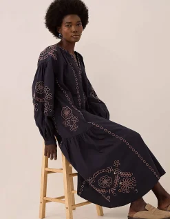 East Reni Broderie Dress Blue