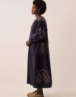 East Reni Broderie Dress Blue