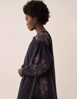East Reni Broderie Dress Blue