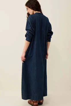 East Reyna Denim Embroidered Dress Blue