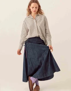 East Reyna Denim Midi Skirt Blue