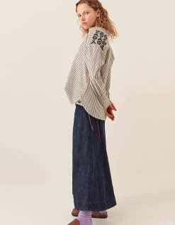 East Reyna Denim Midi Skirt Blue