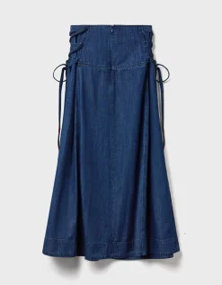 East Reyna Denim Midi Skirt Blue