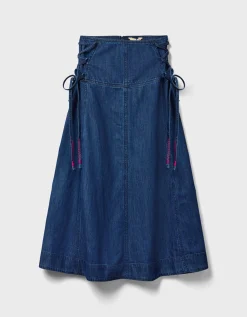 East Reyna Denim Midi Skirt Blue