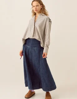 East Reyna Denim Midi Skirt Blue