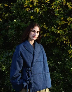 East Reyna Denim Padded Jacket Blue