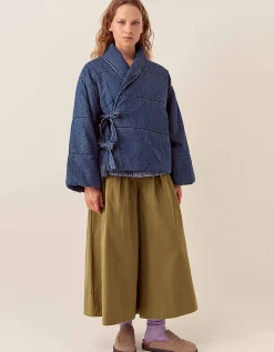 East Reyna Denim Padded Jacket Blue