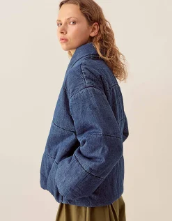 East Reyna Denim Padded Jacket Blue
