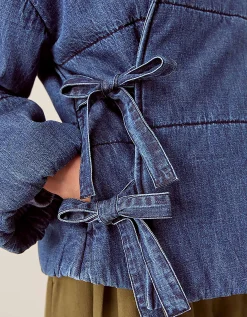 East Reyna Denim Padded Jacket Blue