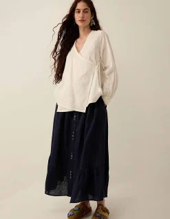 East Romana Hand-Chikankari Embroidered Top White