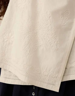 East Romana Hand-Chikankari Embroidered Top White