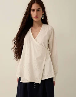 East Romana Hand-Chikankari Embroidered Top White