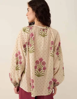 East Roza Woodblock Cotton Top Multi