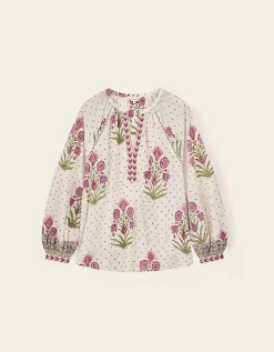 East Roza Woodblock Cotton Top Multi