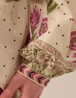 East Roza Woodblock Cotton Top Multi